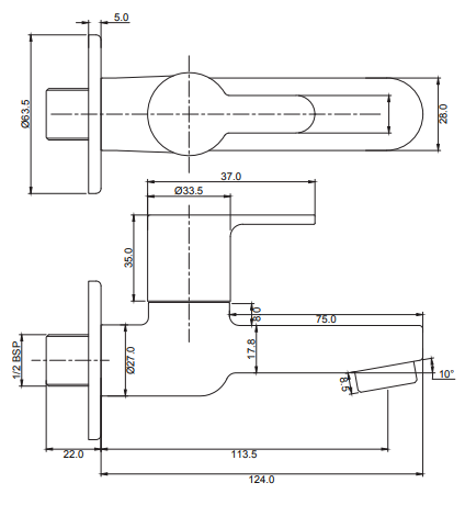 Parryware Claret Long Body Bib Cock G5271A1