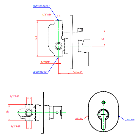 Parryware Claret Ultra High Flow Concealed Diverter Upper Trim (Compatible with G4888A1) G522KA1