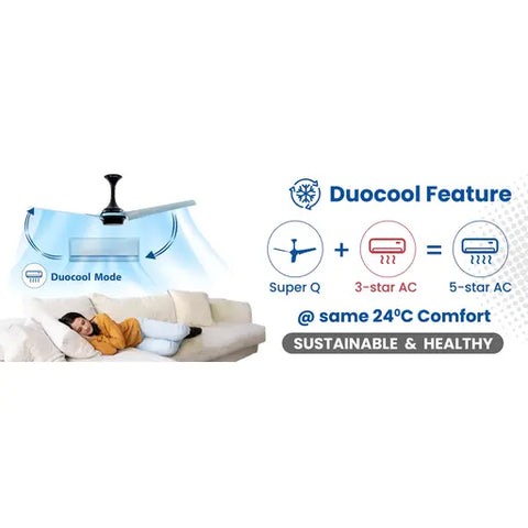 Superfan Super Q Duocool IOT BLDC Ceiling Fan with 5 Years Warranty - 120 cm (48" inches)