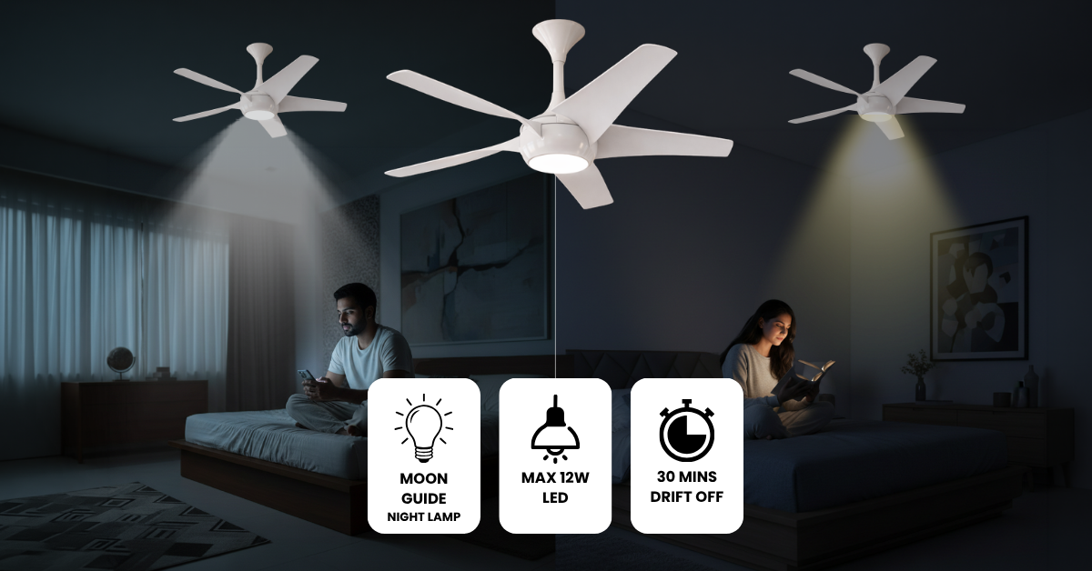 Major features: Moon guide (night lamp), Max 12W, and 30 mins drift off.