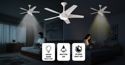 Major features: Moon guide (night lamp), Max 12W, and 30 mins drift off.