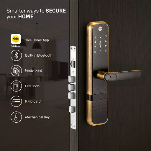 Yale Zuri Smart Lock Antique Bronze with 5 way unlocking Fingerprint ...