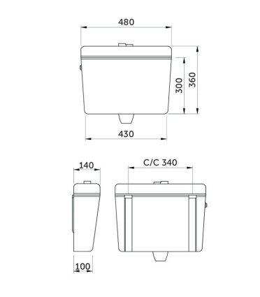 RAK Ceramics Aqua Dual Flush Cabinet Cistern