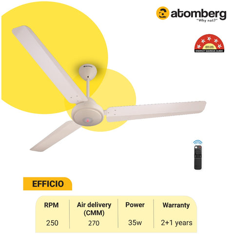 BLDC மோட்டார் மற்றும் ரிமோட் உடன் Atomberg Efficio ஆற்றல் திறன் 1200mm சீலிங் ஃபேன்