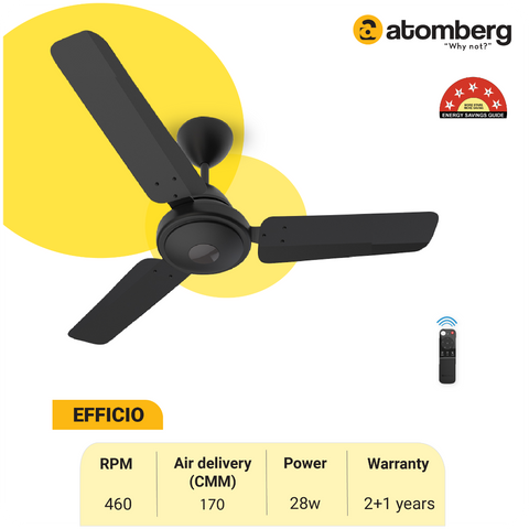 Atomberg Efficio 900 mm BLDC Motor with Remote 3 Blade Ceiling Fan