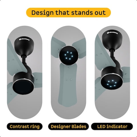 Atomberg Renesa Halo 600 mm teal ceiling fan design