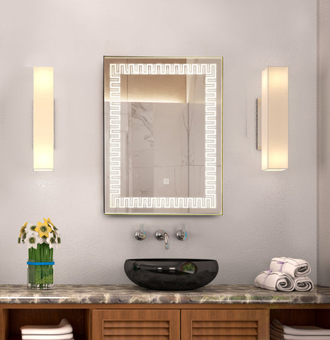 S3 Zigzag Rectangular LED Mirror 24x18 inch using Saint-Gobain Mirror - 3 Colour without Defogger