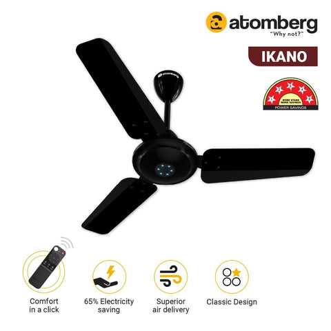 Atomberg Ikano 900mm BLDC Motor with Remote 3 Blade BEE 5 star Rated Energy Efficient Ceiling Fan