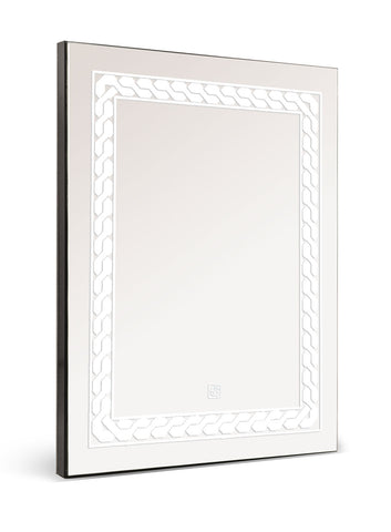 S3 Twist Rectangular LED Mirror 24x18 inch using Saint-Gobain Mirror - 3 Colour without Defogger