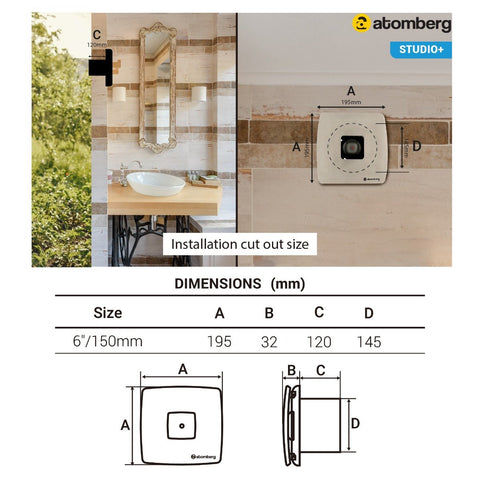 Atomberg Studio+ 150mm BLDC motor Energy Saving Exhaust Fan