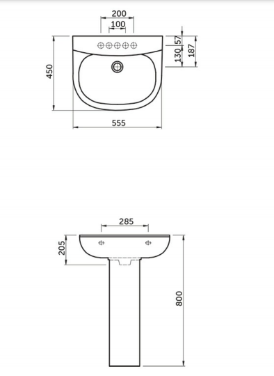 RAK Ceramics Flora 22 Full Pedestal Wash Basin 55cm