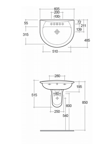 RAK Ceramics Karla Wash Basin Half Pedestal