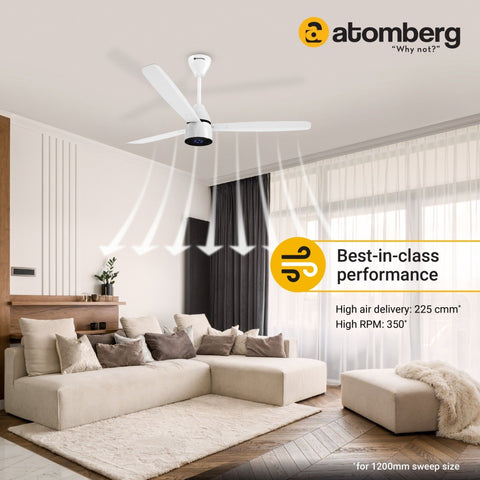 Atomberg Renesa Prime Remote 1200mm BLDC Motor 5 Star Rated Sleek Ceiling Fans with Remote