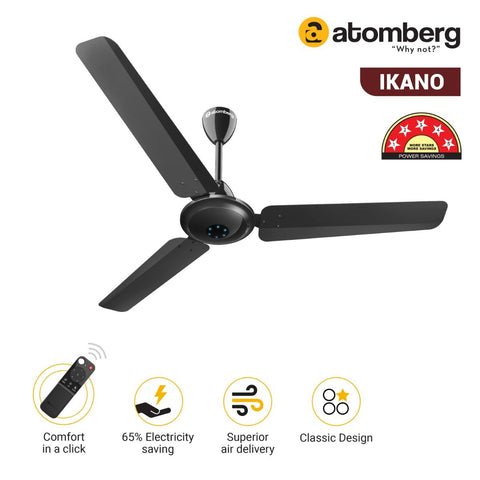 Atomberg Ikano 1200mm BLDC Motor with Remote 5 star Rated Energy Efficient Ceiling Fan