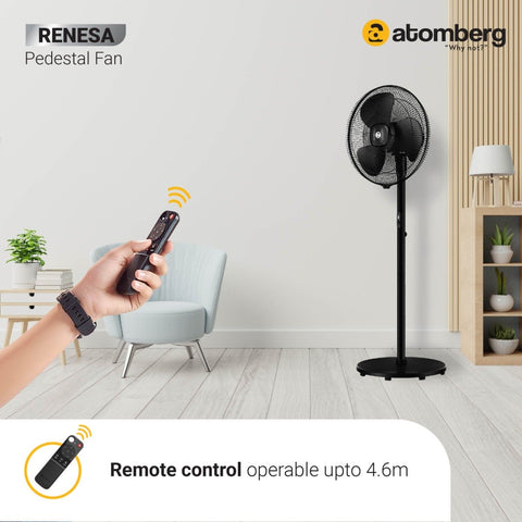 Atomberg Renesa 400mm BLDC motor Energy Saving Pedestal Fan with Remote Control