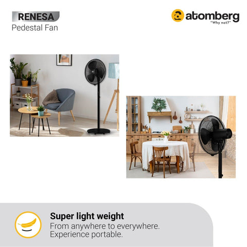 Atomberg Renesa 400mm BLDC motor Energy Saving Pedestal Fan with Remote Control