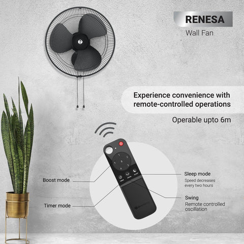 Atomberg Renesa 400mm BLDC motor Energy Saving Wall Fan Remote Control