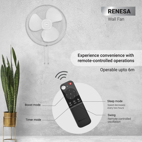 Atomberg Renesa 400mm BLDC motor Energy Saving Wall Fan Remote Control