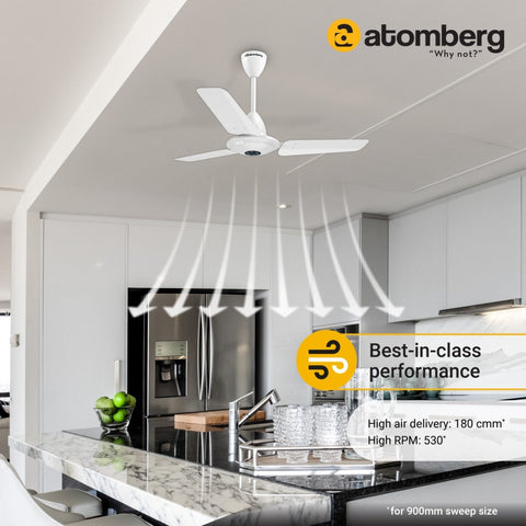 Atomberg Ikano 900mm BLDC Motor with Remote 3 Blade BEE 5 star Rated Energy Efficient Ceiling Fan