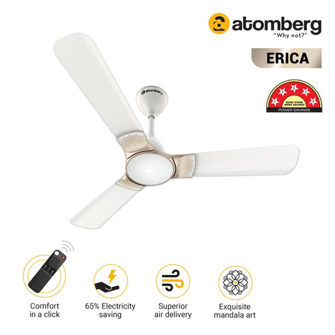 Atomberg Erica Ceiling Fans with BLDC Motor and Remote 1200mm